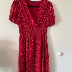 Women's Floral Wrap V-Neck Midi Dress